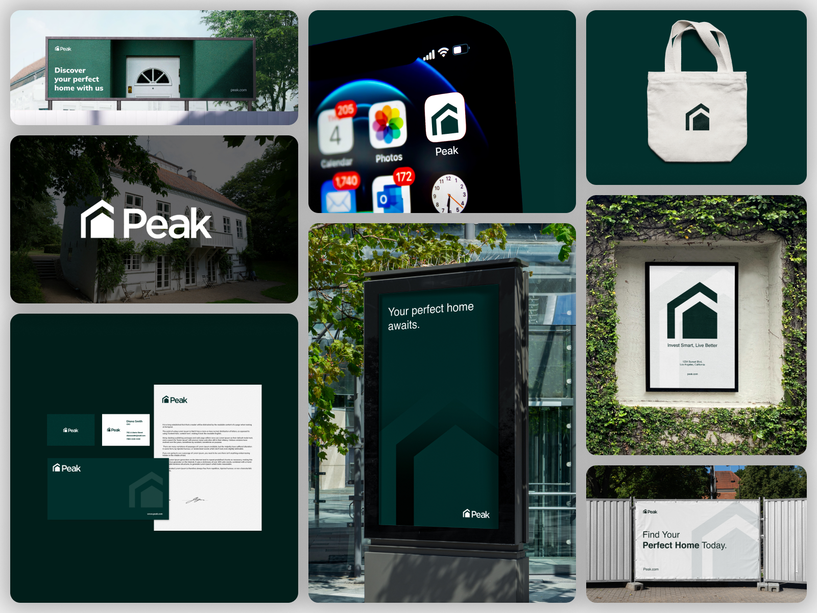 Peak Brand Identity Design brand design brand illustration brand style guide branding company branding corporate branding graphic design logo logo design modern logo real estate real estate branding simple logo style guide design typography