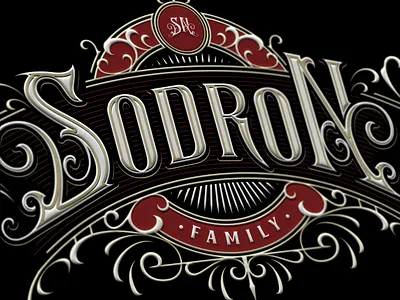 Sodron Family artwork available barbershoplogo branding calligraphy commission design graphic design handdrawn handlettering illustration lettering logo project tattoologo typeface typography typographylogo victoianlettering victorian
