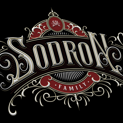 Sodron Family artwork available barbershoplogo branding calligraphy commission design graphic design handdrawn handlettering illustration lettering logo project tattoologo typeface typography typographylogo victoianlettering victorian