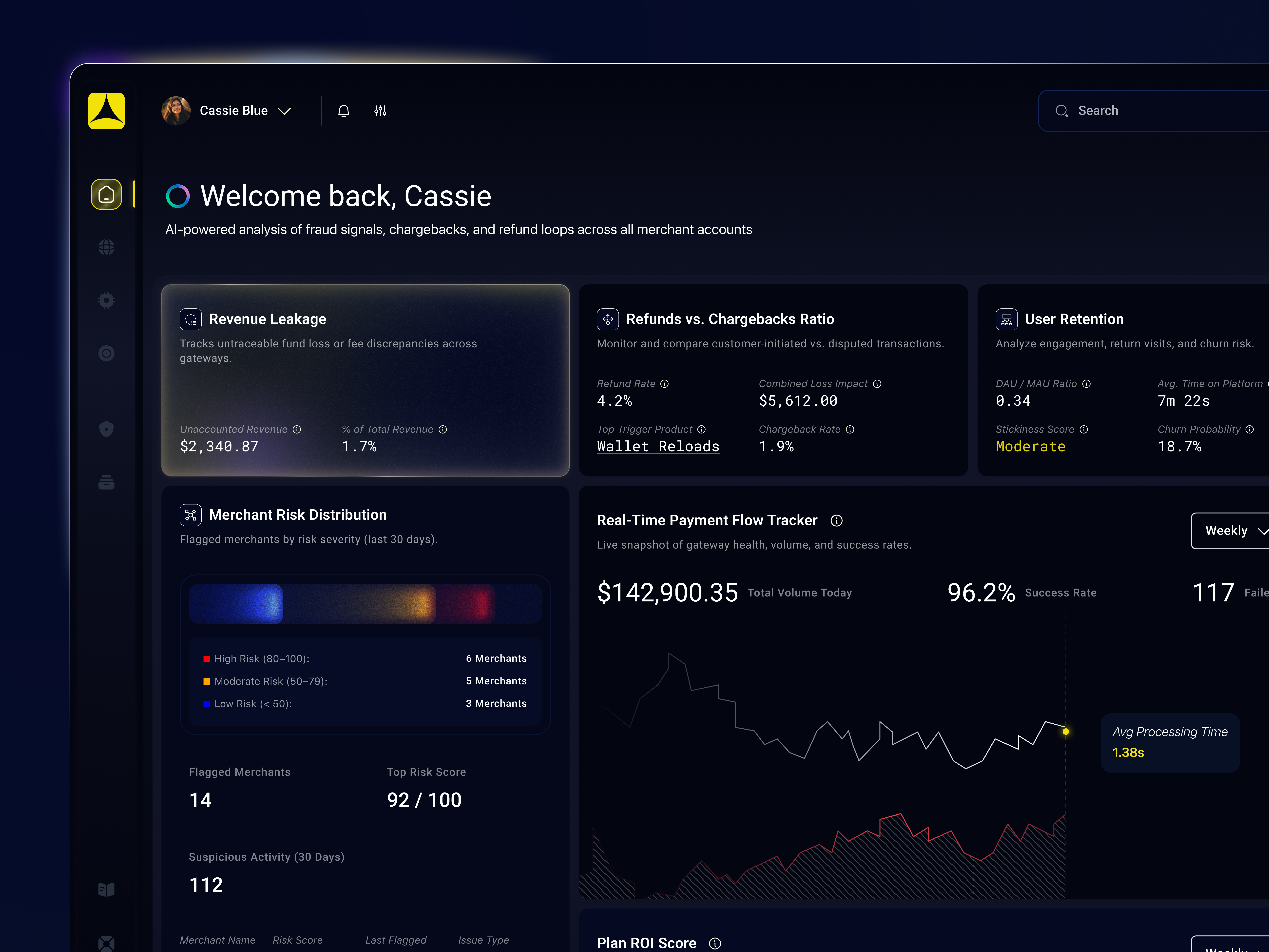AI-Powered Financial Intelligence SaaS - Crypto Payment Gateway ai analytic app business intelligence colour crypto design finance gateway merchant navigation reconciliation tools revenue transaction typography ui ux web app web3 yellow
