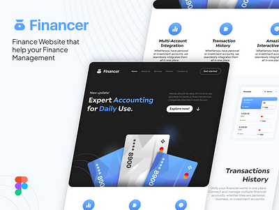 Financer - Finance Website accounting bank design design ideas design inspiration designer dribbble figma finance freelance graphic design investment logo management mockup reference ui ux web design website