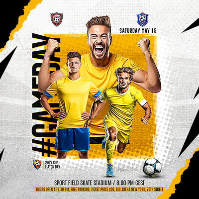 ⚽️ Football Match Day Promo – PSD Template for Social Media🔥 banner club match promotion design editable football poster football match flyer football poster football team lineup instagram post design match promo design modern matchday design photoshop sports layout poster poster design psd flyer for sports social media post design sports sports event promotion sports social media graphic tournament match flyer