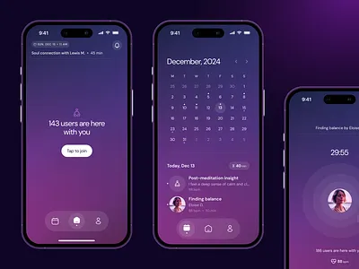 Minimalistic Meditation App app application gradients health healthcare iphone meditation mobile noise session wellness
