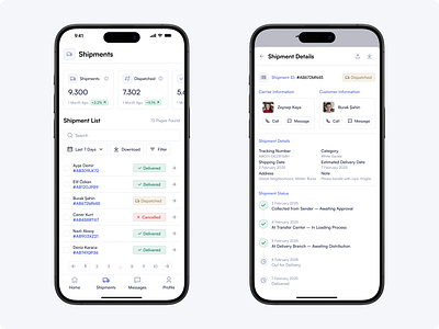 Past Posts Listing Screen and Post Tracking Screen - Responsive app design ui ux