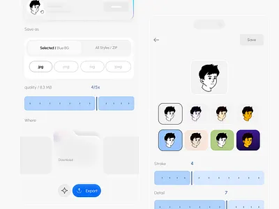 🚀 Avatar Export UI — Minimal, Smooth, and Smart ✨ 3d animation avatar branding graphic design logo motion graphics ui ux