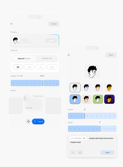 🚀 Avatar Export UI — Minimal, Smooth, and Smart ✨ 3d animation avatar branding graphic design logo motion graphics ui ux