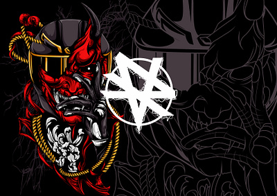 RED SATAN WITH HELMET graphic