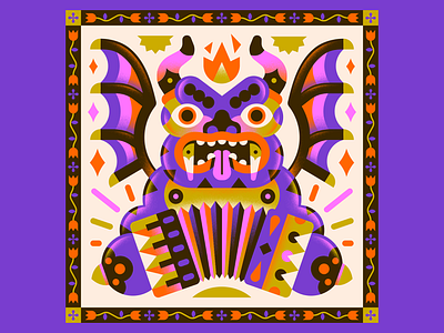 Dance on the Ashes accordion book cover character demon devil diablo enisaurus fire flat freelance hell illustration music song textures vector