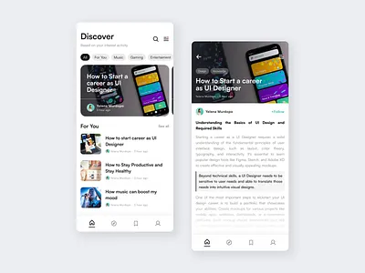News & Blog Mobile App Exploration app article blog blog app bulletin clean design feed minimal design mobile mobile ui design news newsletter newspaper social app trending ui ux