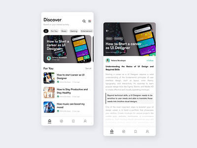 News & Blog Mobile App Exploration app article blog blog app bulletin clean design feed minimal design mobile mobile ui design news newsletter newspaper social app trending ui ux