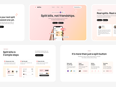 SplitPay – Bill Splitting Made Friendly (Exploration) fintech illustration landing page ui visual design website design