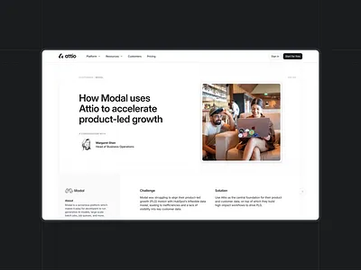 Attio customers / case study page ai article brand identity branding case study crm customers grid landing page loader minimal progress saas sidebar startup swiss tech typography web design white