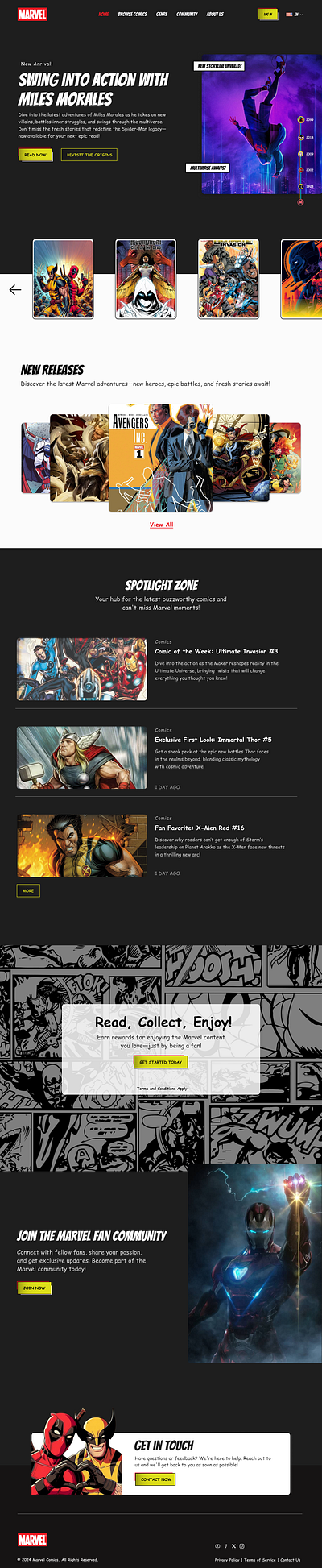 Marvel Comics Website | Concept comics landing page marvel uiux website design