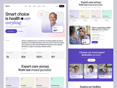 MediCo - Medical Website design admin panel app design appointment concept doctor mobile app landing page landing page design medical landing page medical website mobile app product design tele medicine ui uiux visual design website design zayma