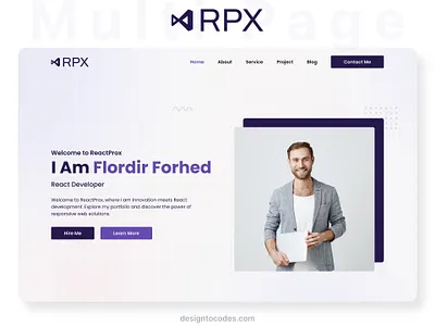 ReactProx – React Developer Portfolio Nextjs Website Template css3 design designtocodes multipage nextjs nextjs portfolio nextjs template one page one page portfolio one page website personal portfolio portfolio template professional portfolio react react developer react developer portfolio ui