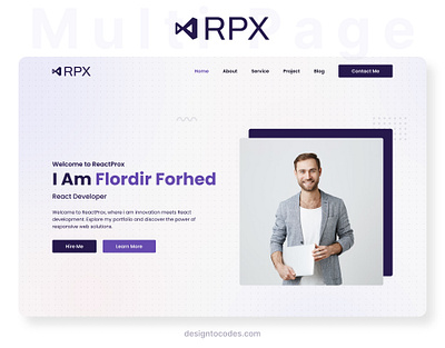 ReactProx – React Developer Portfolio Nextjs Website Template css3 design designtocodes multipage nextjs nextjs portfolio nextjs template one page one page portfolio one page website personal portfolio portfolio template professional portfolio react react developer react developer portfolio ui