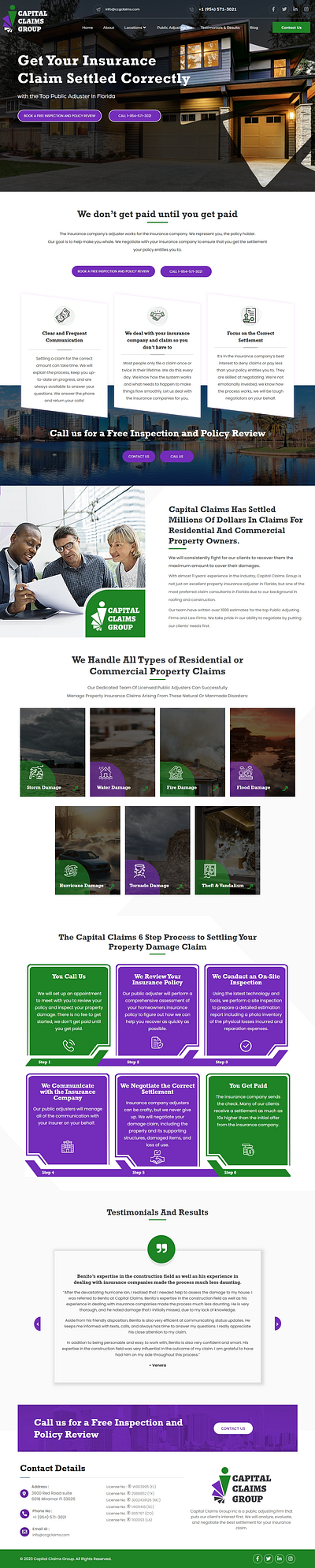Capital Claims Group creative landing page