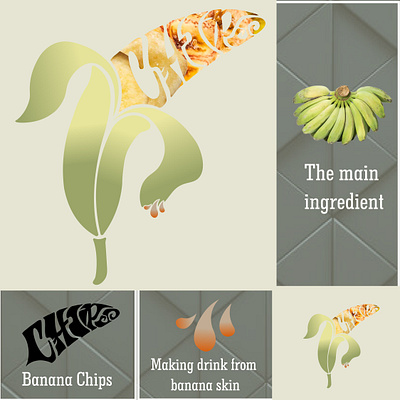 Logo design for product "Banana Chips & Drink" branding logo