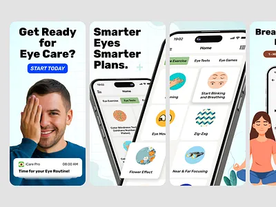 App Store Screenshots - iCarePro app redesign app screenshot design app store screenshots blue creative daily ui design inspiration design portfolio design system dribbble shots figma health app mobile ui design product design uiux visual design