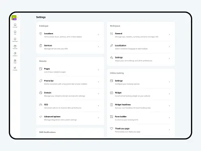 CRM settings crm manage product saas sections settings settings page ui ux workspace