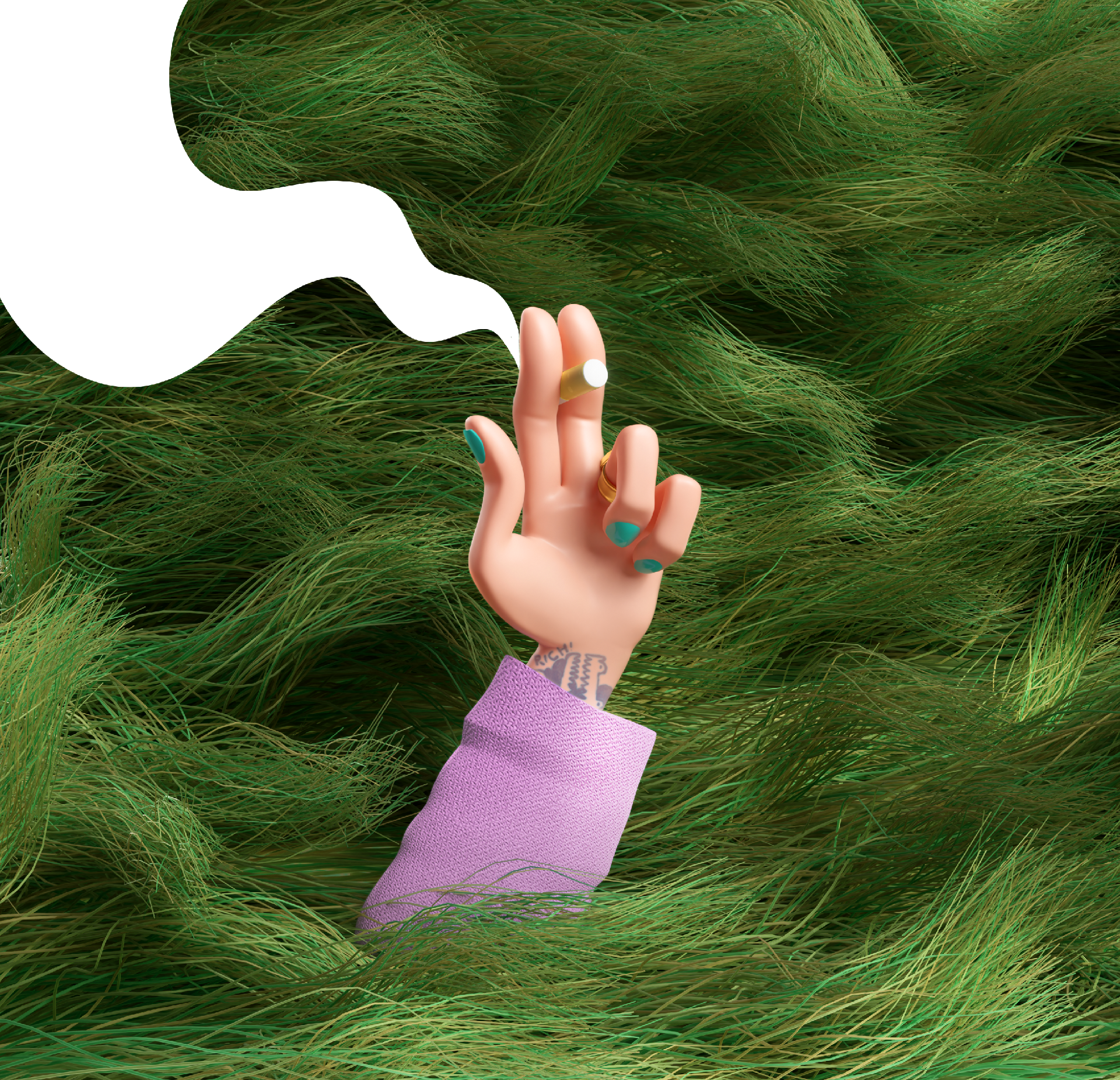 One espresso, please! 3d 3d character 3d illustration c4d character coloful grass hand modeling redshift surreal tattoo