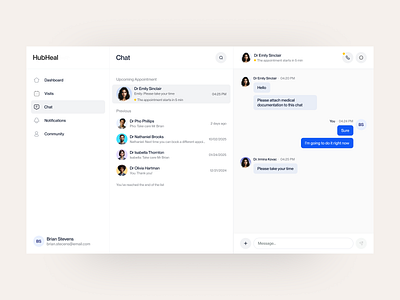 HealHub - Desktop System app avatars blue chat cx design desktop health medical message modern platform sidebar ui ux web