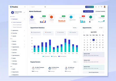 Hospital Management Dashboard – Doctor & Patient Templates admin dashboard clinic management dashboard doctor doctordashboard dribbbledesign graphic design healthcare healthcareui hospital management landing page patient dashboard saas template uxforhealth
