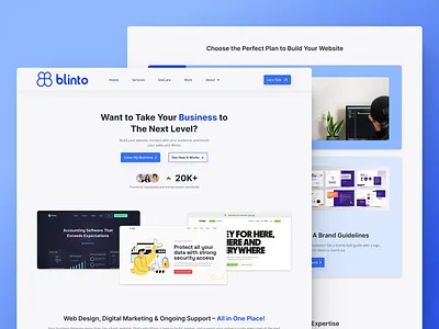 Blinto LLC Website Re-design | Task landing page uiux web design agency web development agency website design