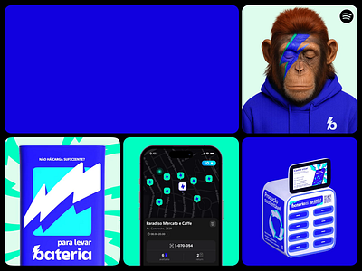 BATERIA: Brand Identity 3d animation app brand identity branding graphic design lightning logo monkey powerbank ui