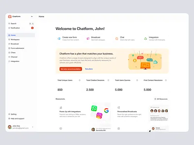 ChatForm – Homepage of the SaaS AI Customer Support Platform ai ai customer support ai live chat automated customer service customer management customer service customer support dashboard helpdesk homepage product design saas saas design ui ux web design