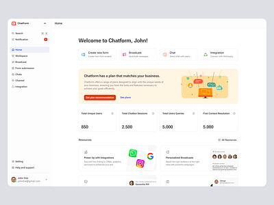 ChatForm – Homepage of the SaaS AI Customer Support Platform ai ai customer support ai live chat automated customer service customer management customer service customer support dashboard helpdesk homepage product design saas saas design ui ux web design