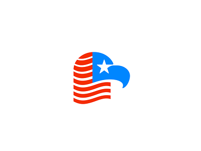 American Eagle Logo Design (Unused for Sale) america branding flow for sale unused buy hawk head mascot mihai dolganiuc design national negative space patriot patriotic premium red blue star stripe timeless usa wavy wind
