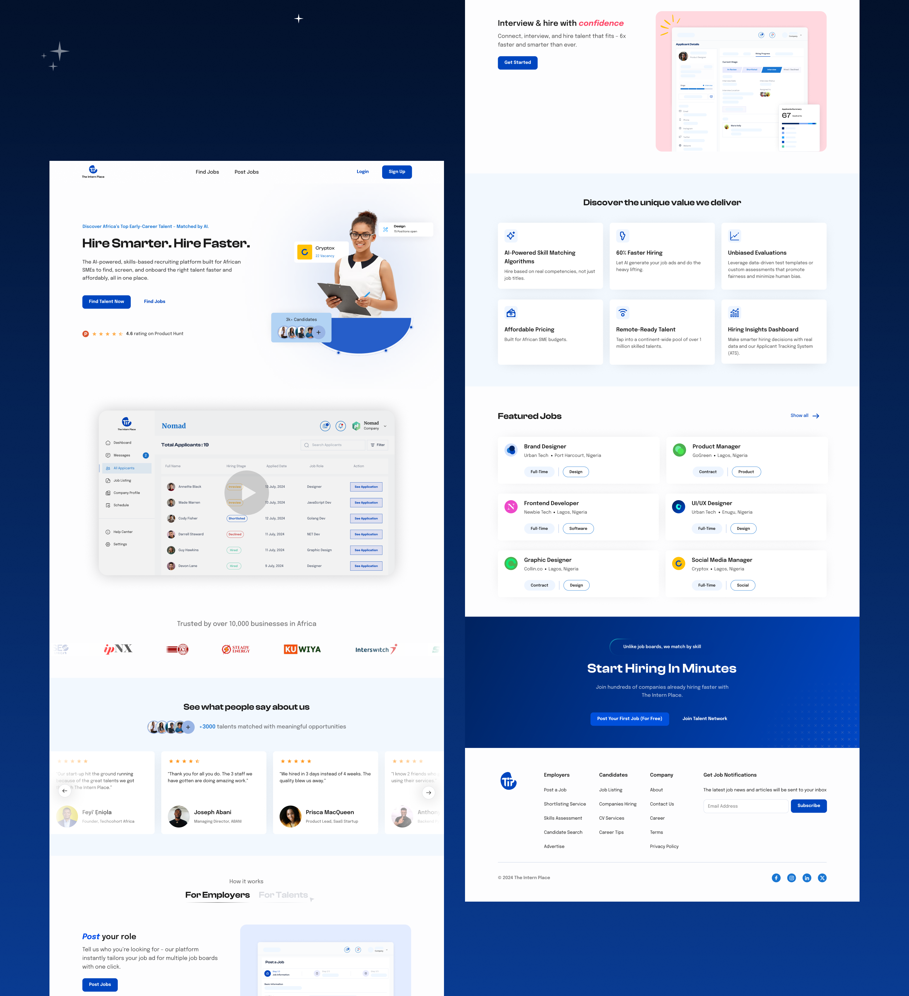 The Intern Place - Landing Page employers figma hiring interaction design prototype responsive design talents ui design uiux design user interface design
