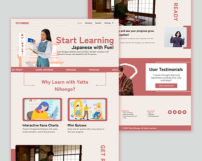 YATTA NIHONGO - LEARNING PLATFORM WEBSITE graphic design landing page ui ui design uiux ux web design