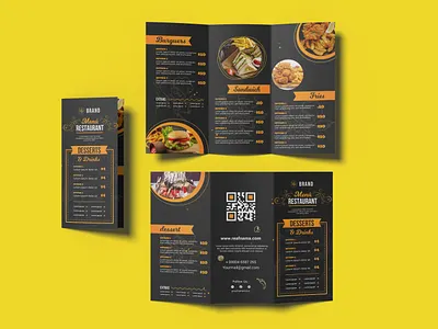 Restaurant Modern Food Menu Trifold Brochure Design 3d advertising animation branding design flyer food food menu graphic design illustration logo motion graphics ui ux vector