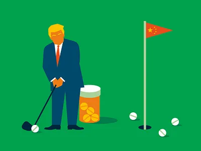 Fentanyl Diplomacy china conceptual conceptual illustration editorial editorial illustration golf illustration politics trump usa