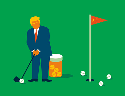 Fentanyl Diplomacy china conceptual conceptual illustration editorial editorial illustration golf illustration politics trump usa