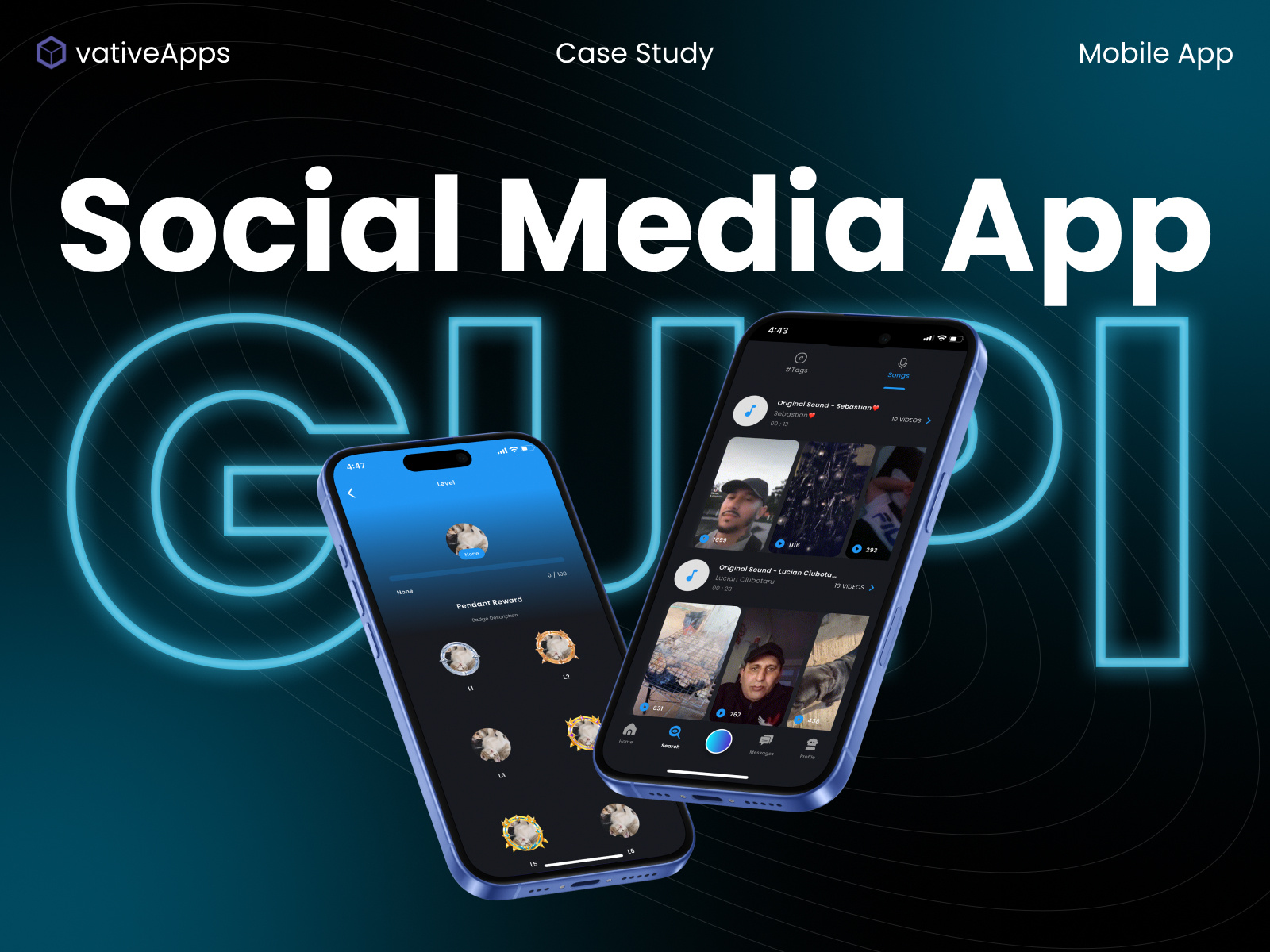 Gupi App | TikShot Clone | Short Video + Earn Model app clone app design app development service case study figma graphic design mobile app design mobile ui social media app ui uiux ux
