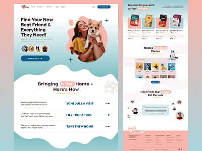 Modern Pet Adoption Website UI adopt pet cat cute landing page dog homepage landing page minimal pet pet adoption pet food pet health pet lovers pet search pet shop pet store pet ui pets ui web design website design