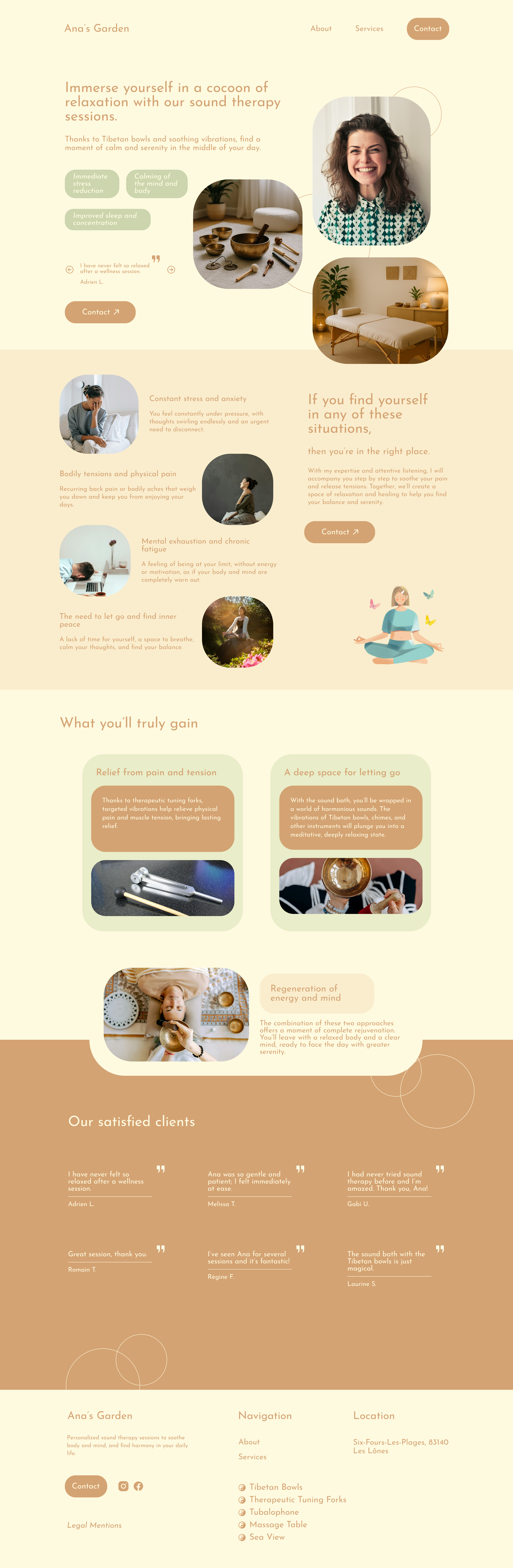 Website for a Sound Therapy Practitioner branding calm colorful design figma health minimalist modernui soothing therapy ui ux