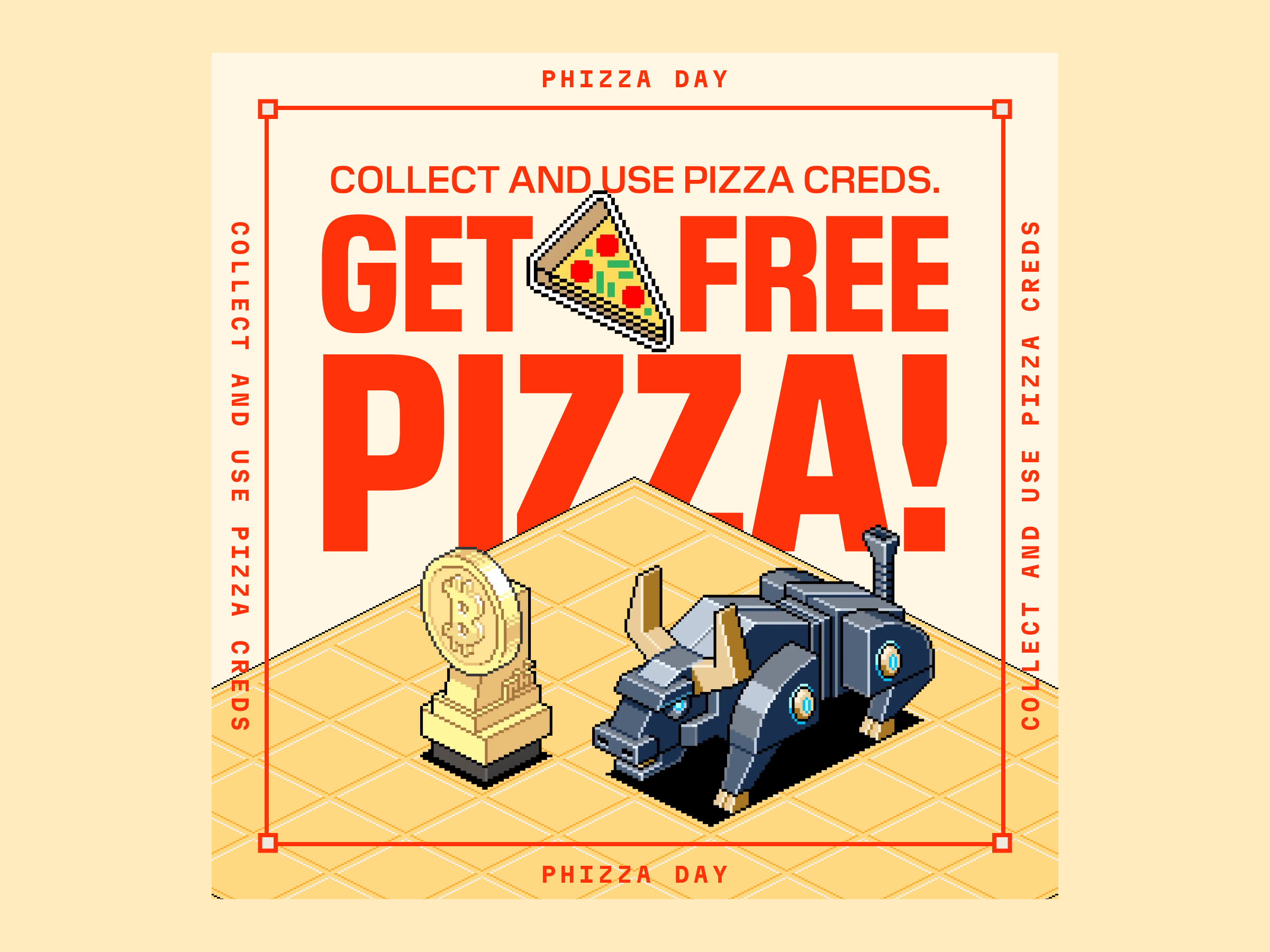Pizza Day - Get A Free Pizza! bitcoin campaign crypto pixelart pizza