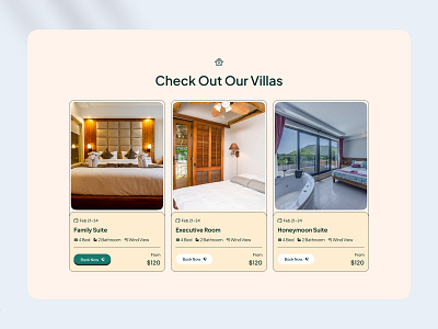 UnifiedUI - Luxury Stay in Paradise | Product Section booking app booking platform card design cards ui luxury stay product section reservation room booking section travelui uiux design unifiedui vacation ui villa booking web design web section website design website section