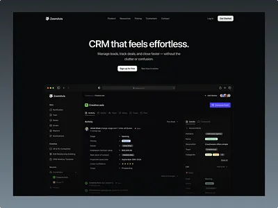 CRM SaaS Landing Page – Modern Look, Meaningful Results b2b b2b saas b2b saas landing page b2b wesite cmr landing design crm crm landing page dark landing page design figma illustration saas saas design ui ui design user centric user experience uxui