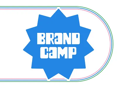 Brand Camp Custom Logo blue blue and green blue and pink branding bright colorful custom wordmark fun brand funky lettering logo logo badge logo design retro retro brand sun sunny sunshine wordmark