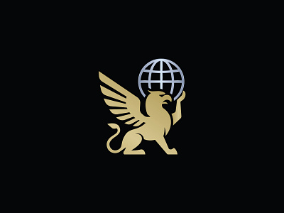 strong griffin holding a globe logo animal animals eagle global globe graphic design griffin illustration lion logo logos myth mythology vector wild wings