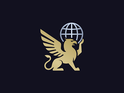 strong griffin holding a globe logo animal animals eagle global globe graphic design griffin illustration lion logo logos myth mythology vector wild wings