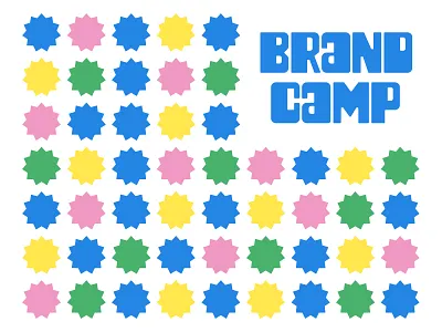 Brand Camp Custom Wordmark blue blue and green brand design branding bright colorful design fun funky lettering logo logo design retro retro brand retro design sun sunshine wordmark