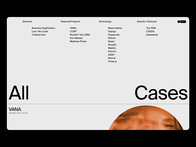 Creative Portfolio Case Study UI Design agency design case layout clean layout content driven creative interface digital studio grayscale interactive list minimal style modern grid portfolio scroll experience smooth layout typography focus ui design ux design visual identity web showcase