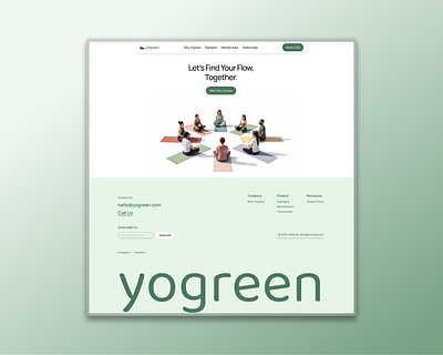 Find Your Flow - The Yogreen Website Experience animation footer design framer framer expert framer website mobile web design responsive web design ui ui ux design web design web development website website design wellbeing website yoga course yoga studio yoga website