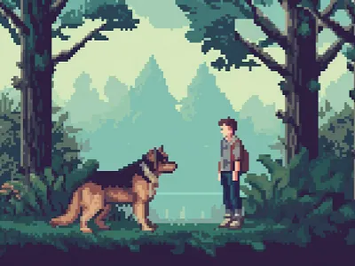 8-bit graphic 8bit art friedofhoman human nature people and wolf three